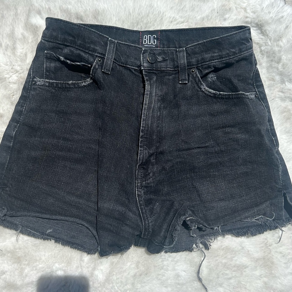 Black Distressed Denim Highrise Shorts 🖤